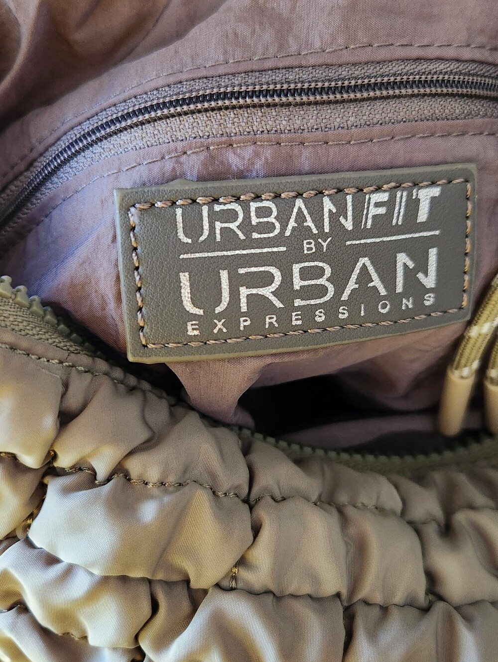 Urban Expressions Taupe Ruched Shoulder Bag